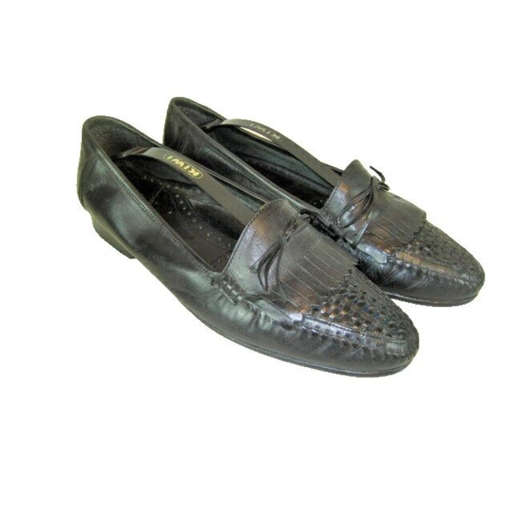 Mens Oleg Cassini "James" Black Leather Tassel Kilt Mesh Toe Loafers Size 9.5 D